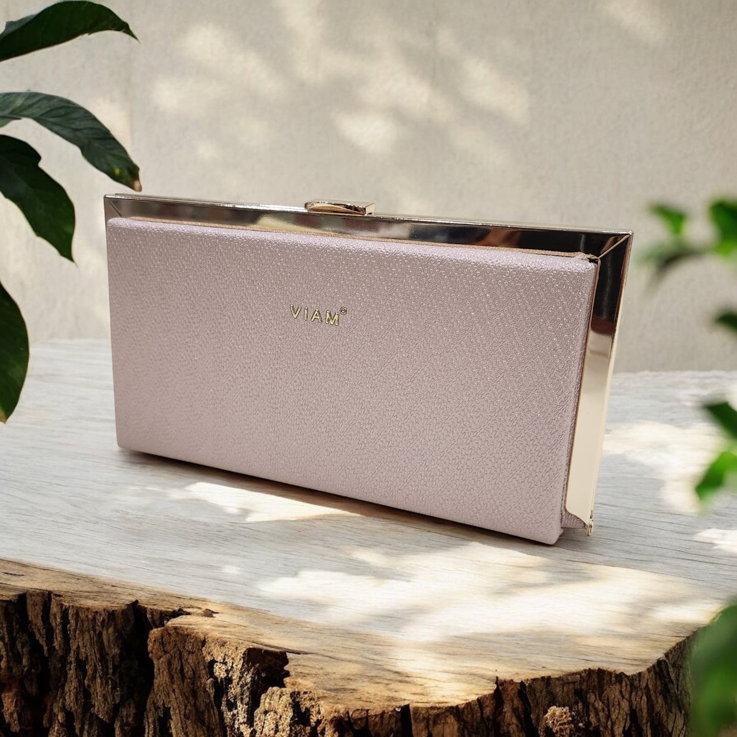 Sleek Chevron Rose Gold Box Clutch