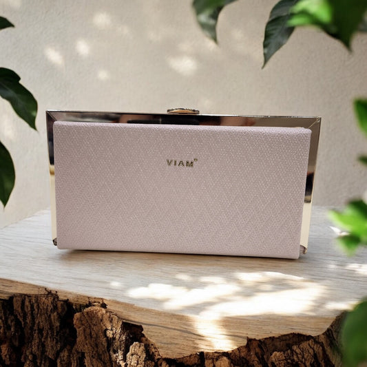 Sleek Chevron Rose Gold Box Clutch