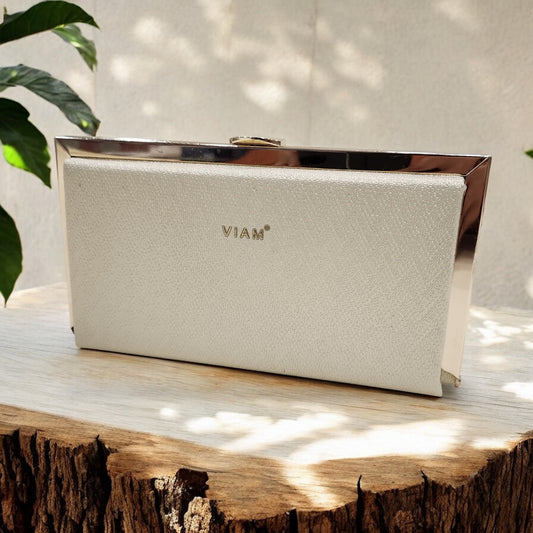 Sleek Chevron Gold Box Clutch