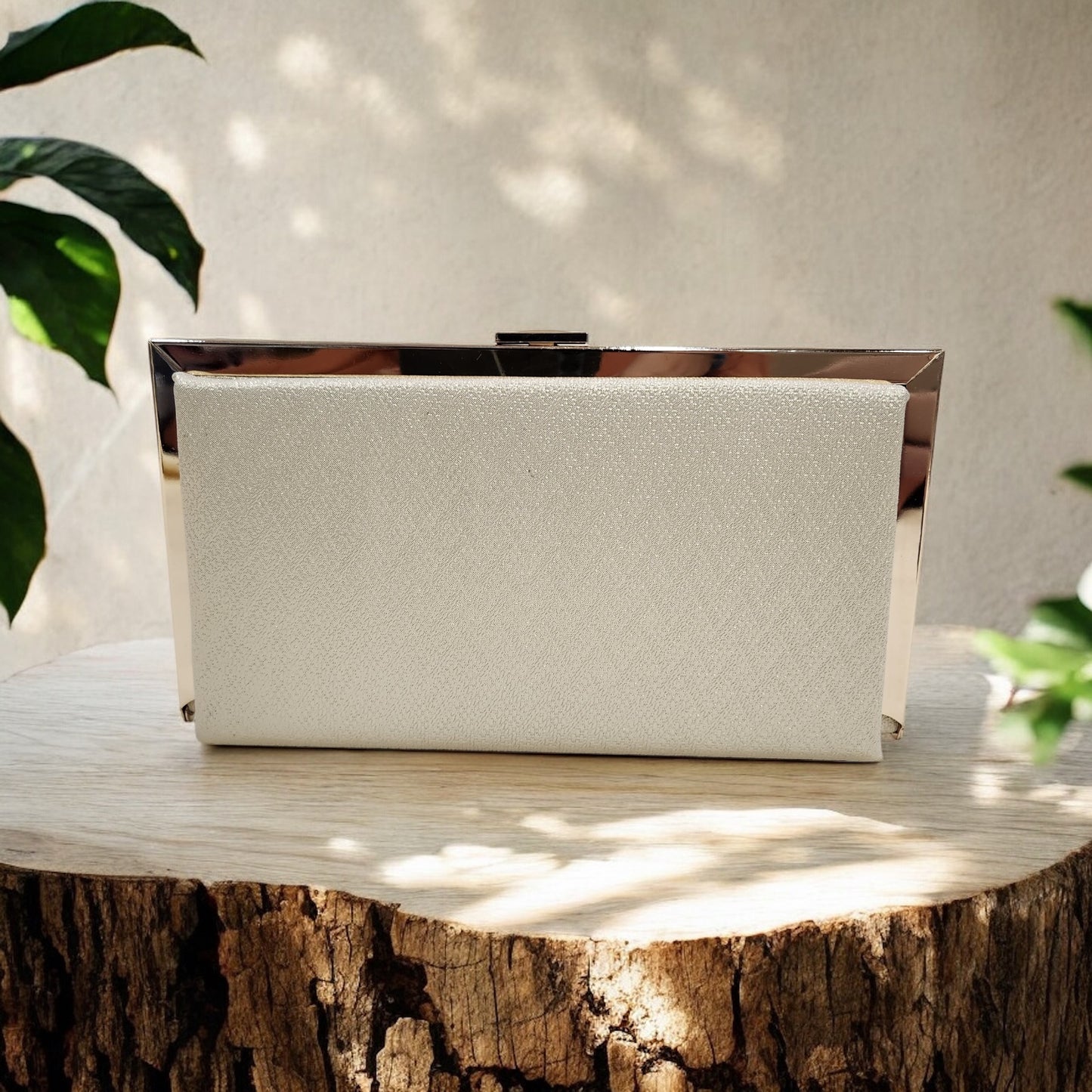 Sleek Chevron Gold Box Clutch
