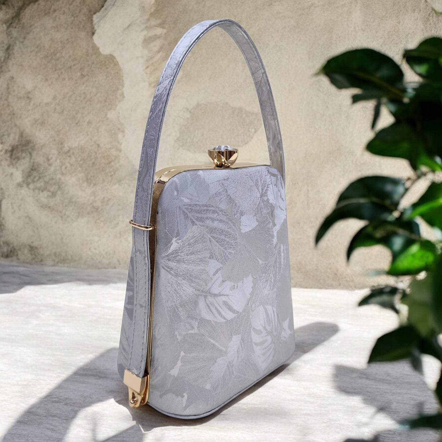 Eden Floral Silver Box Clutch
