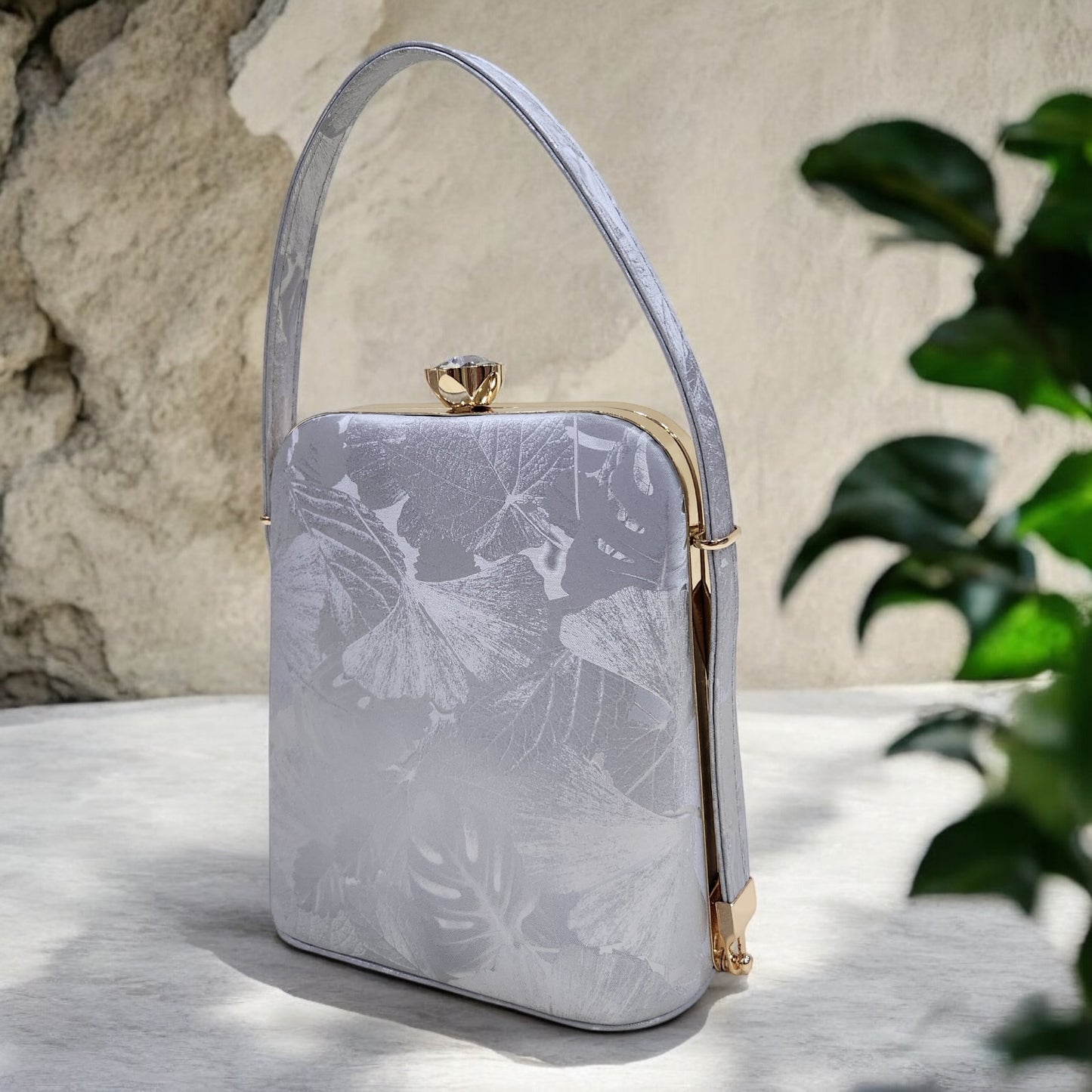 Eden Floral Silver Box Clutch