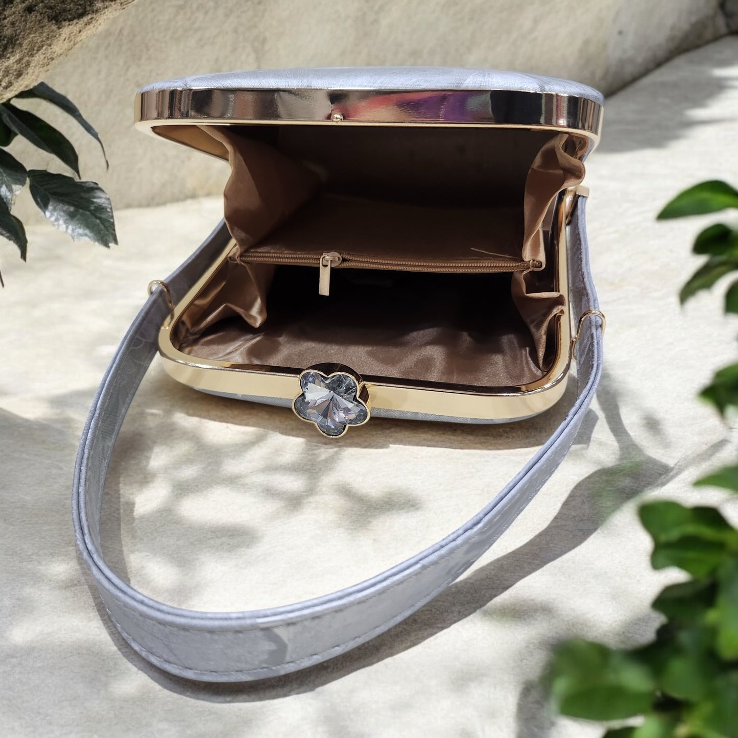 Eden Floral Silver Box Clutch