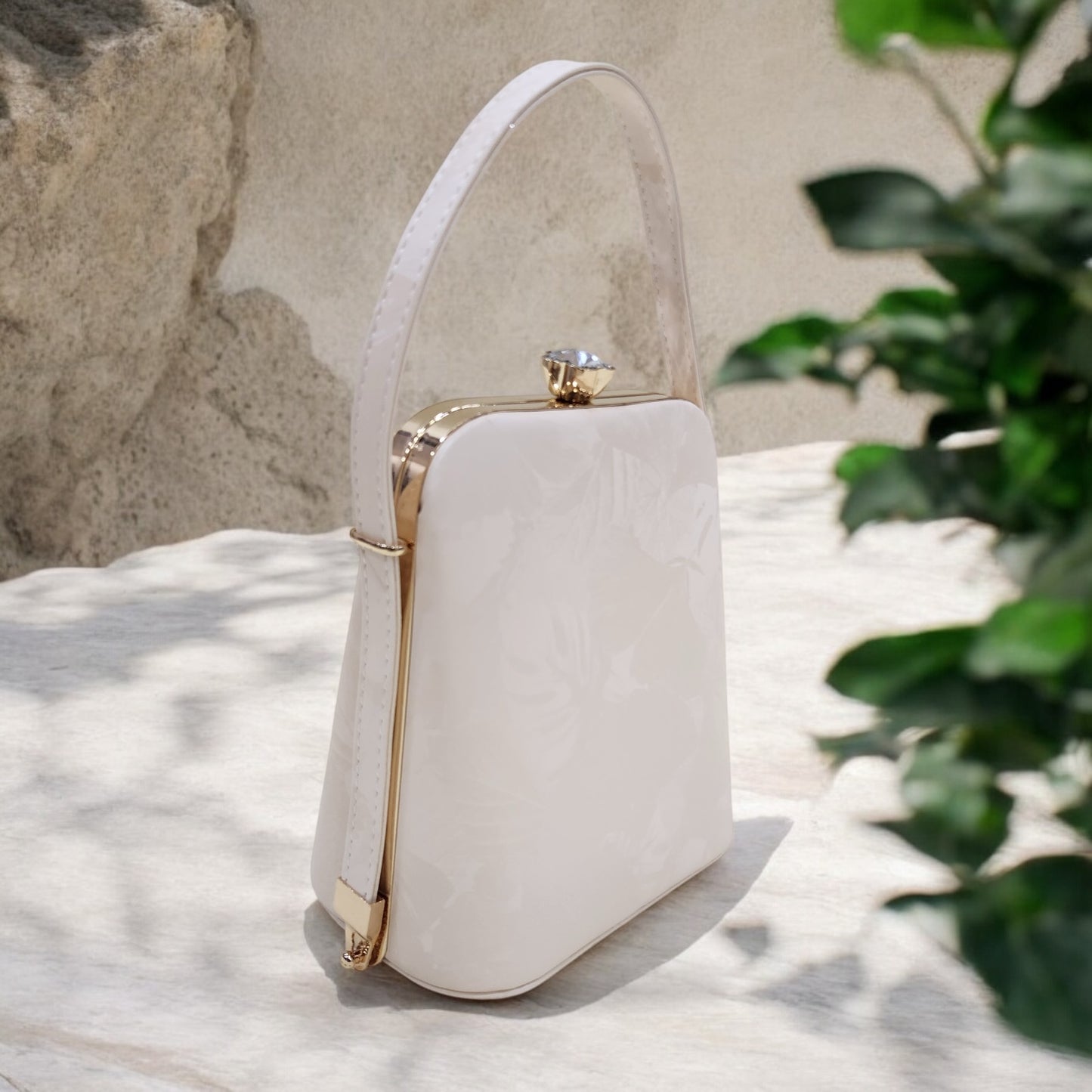 Eden Floral Beige Box Clutch