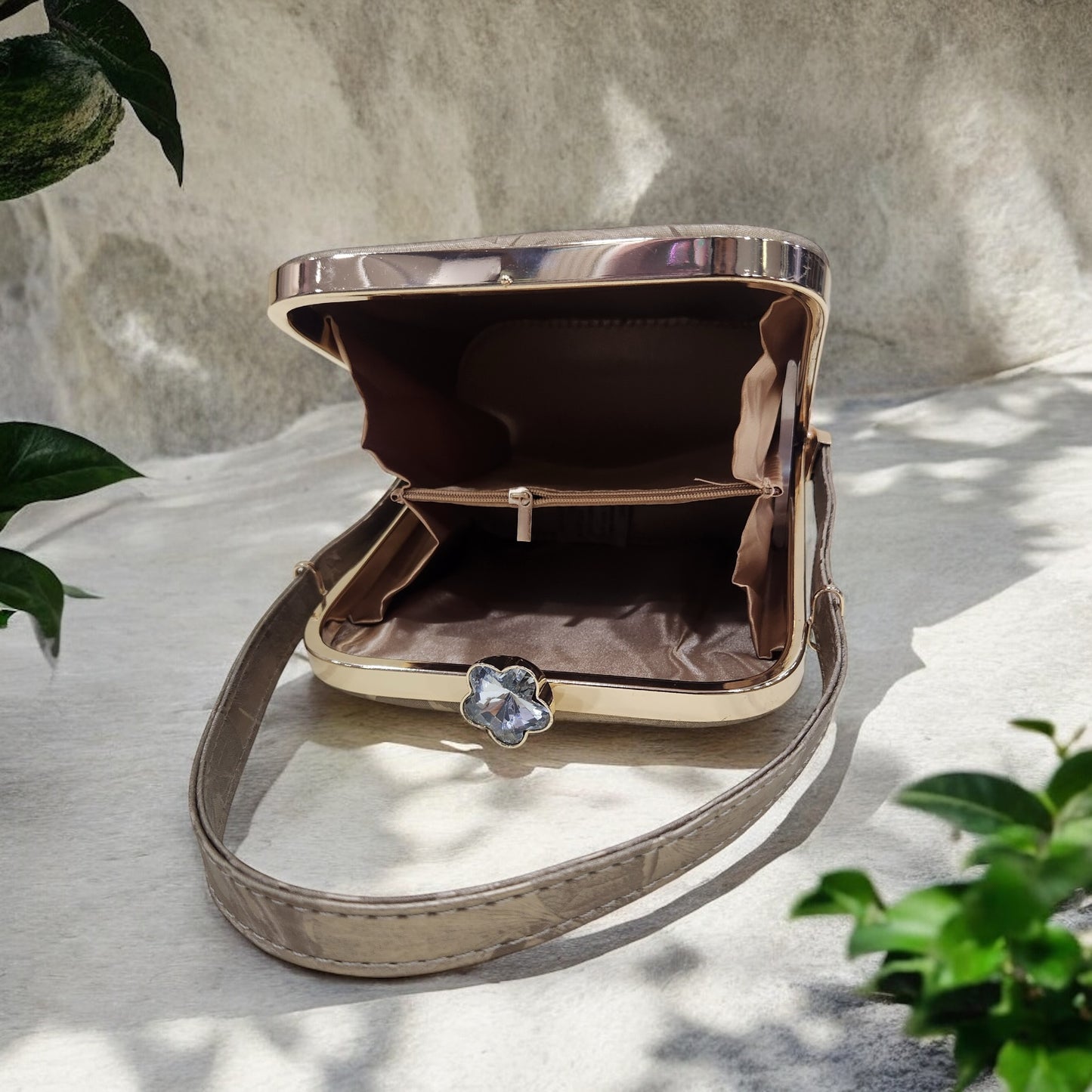Eden Floral Gold Box Clutch