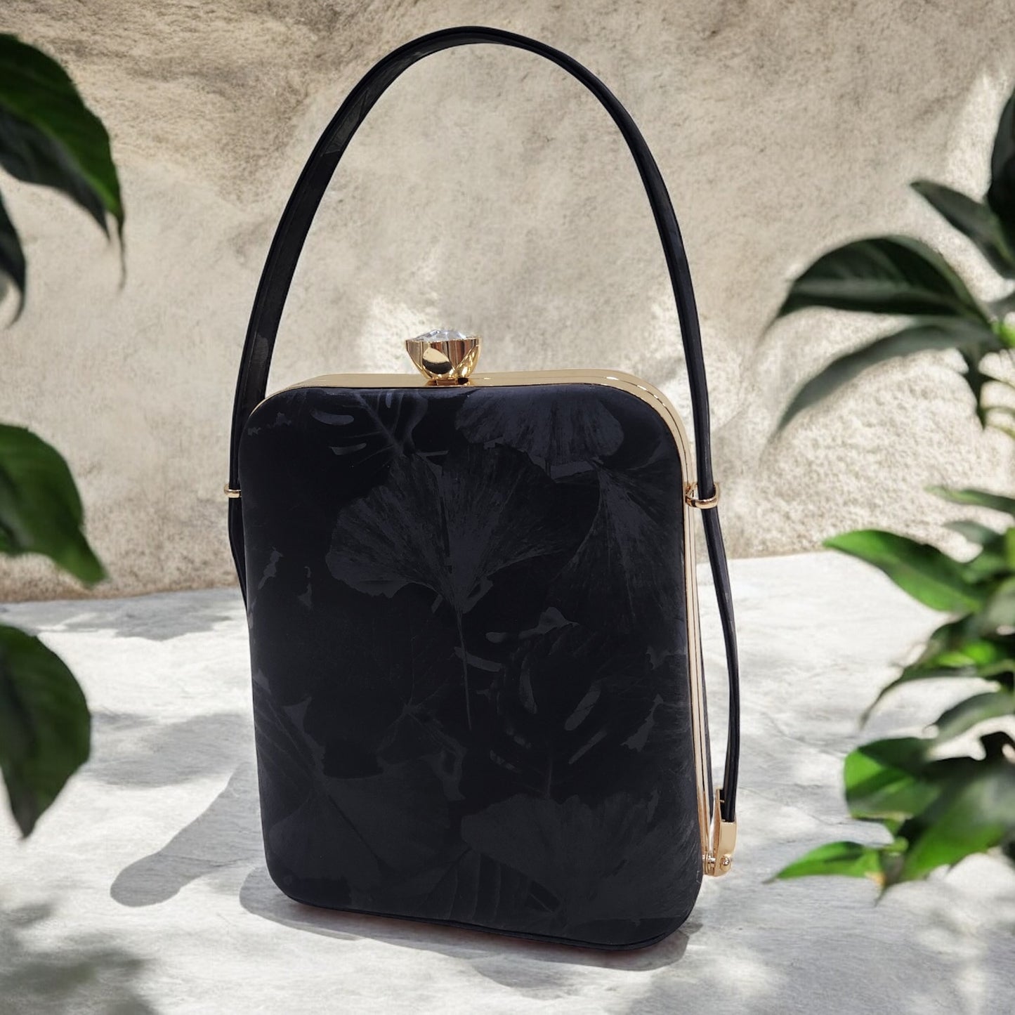 Eden Floral Black Box Clutch