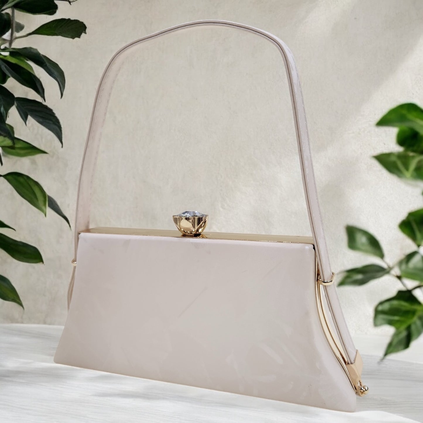 Trapezio Floral Beige Box Clutch