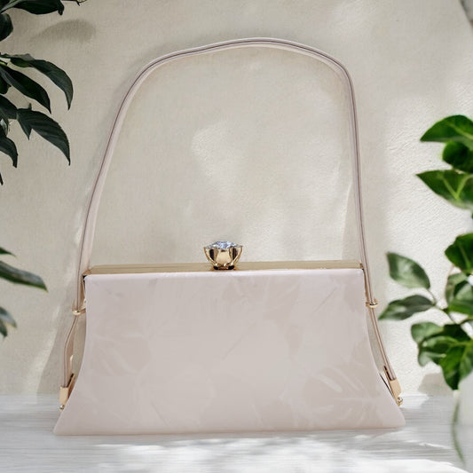 Trapezio Floral Beige Box Clutch