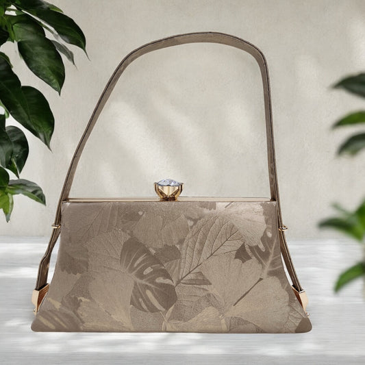 Trapezio Floral Gold Box Clutch