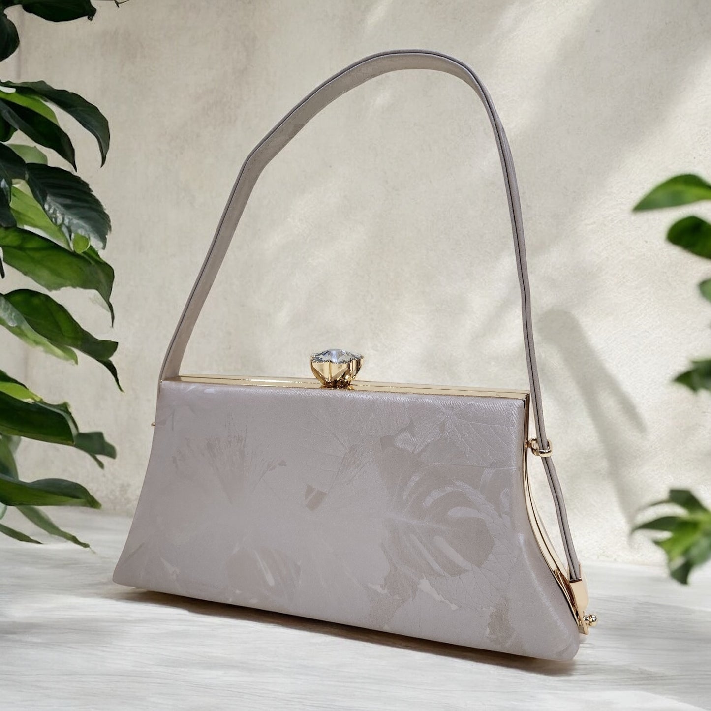 Trapezio Floral Khakhi Box Clutch