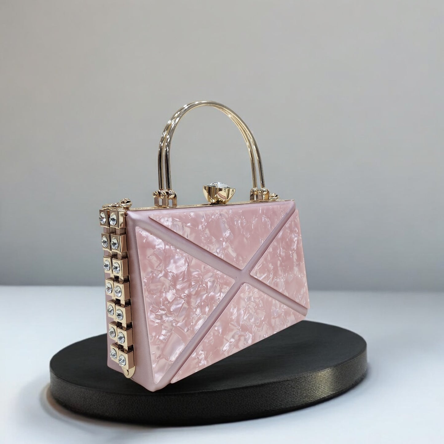 Marble Jewel Pink Box Clutch
