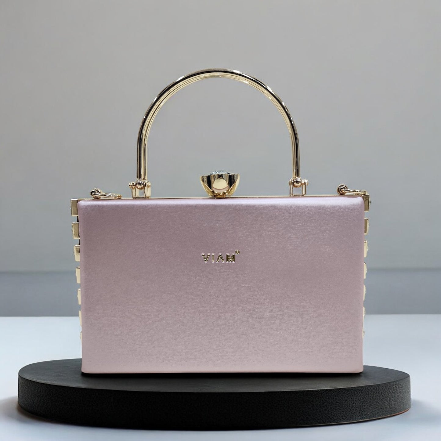 Marble Jewel Pink Box Clutch