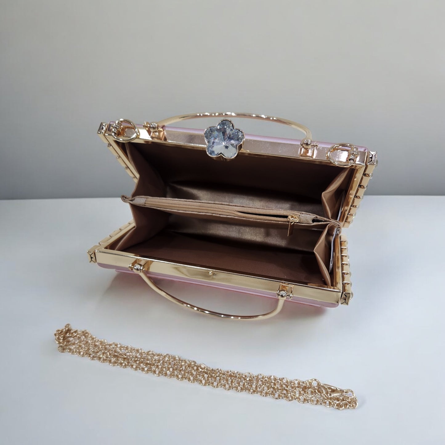 Marble Jewel Pink Box Clutch