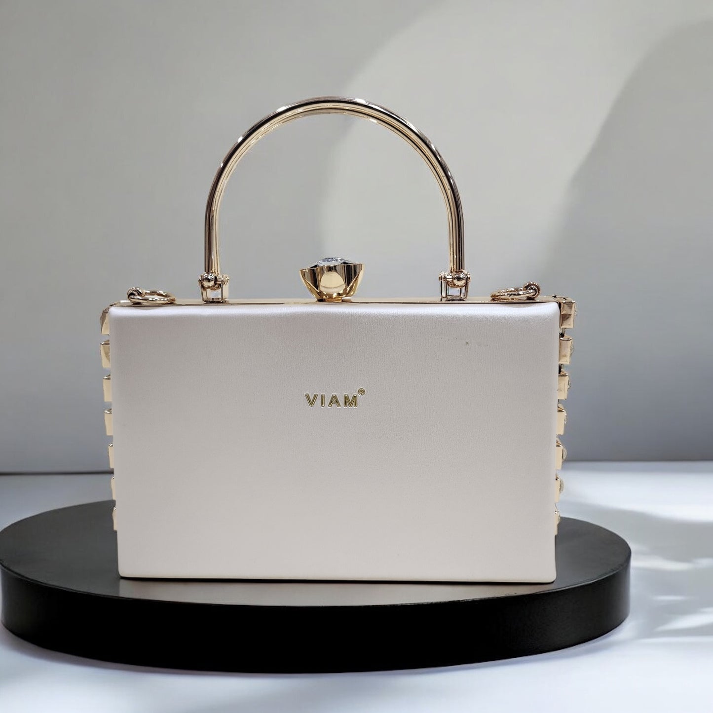 Marble Jewel White Box Clutch