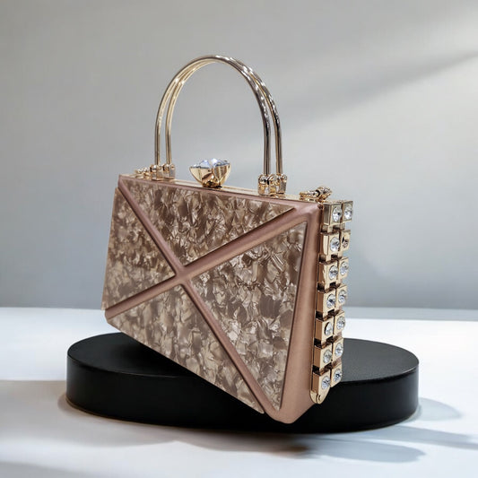 Marble Jewel Rose Gold Box Clutch