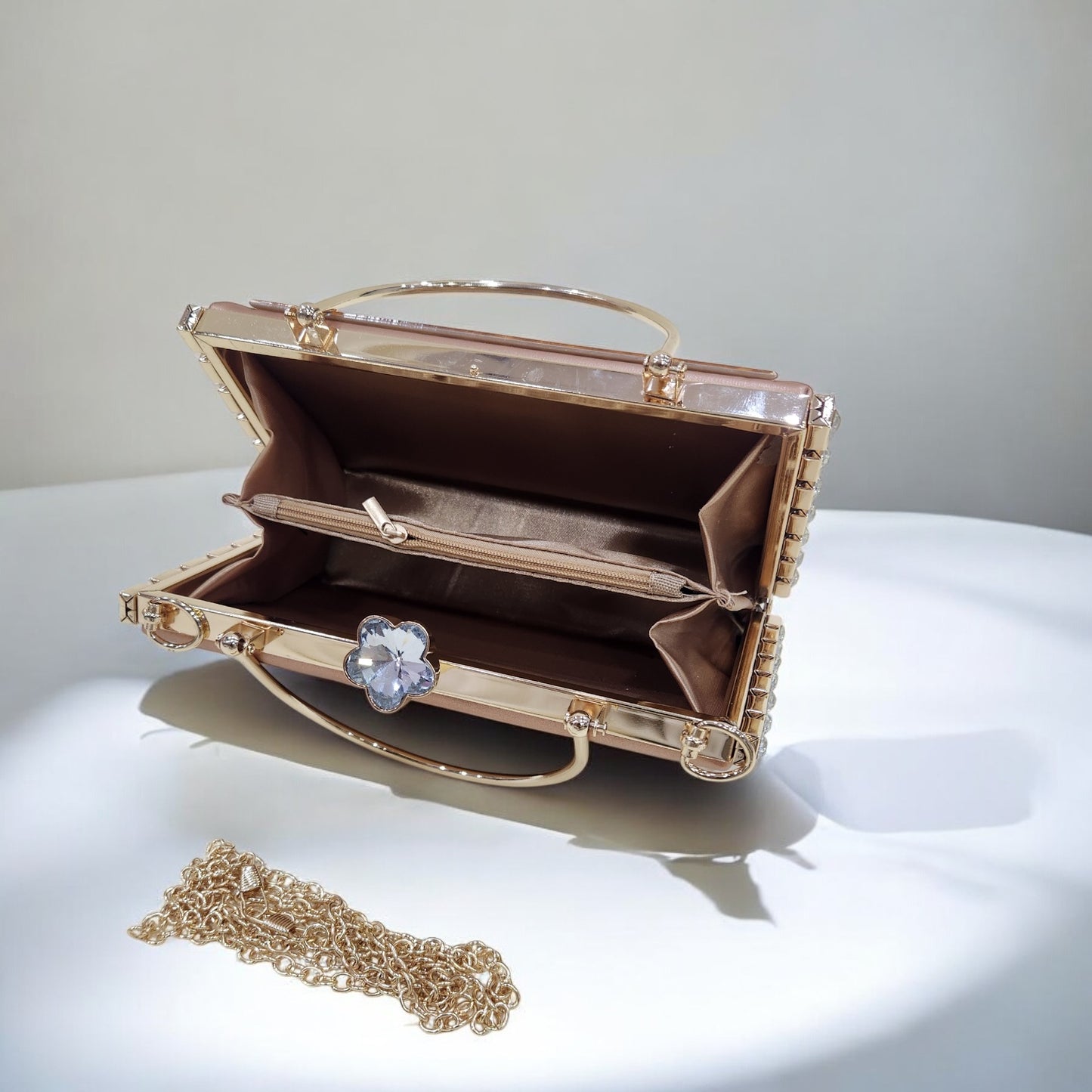 Marble Jewel Rose Gold Box Clutch
