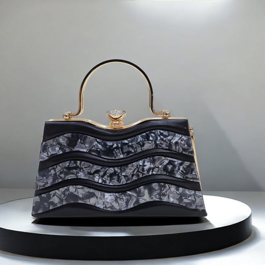 Marble Wave Black Box Clutch