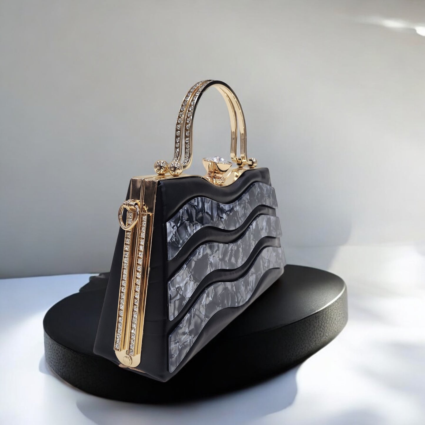 Marble Wave Black Box Clutch