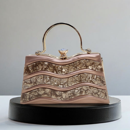 Marble Wave RoseGold Box Clutch