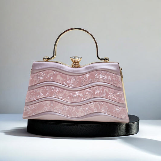 Marble Wave Pink Box Clutch