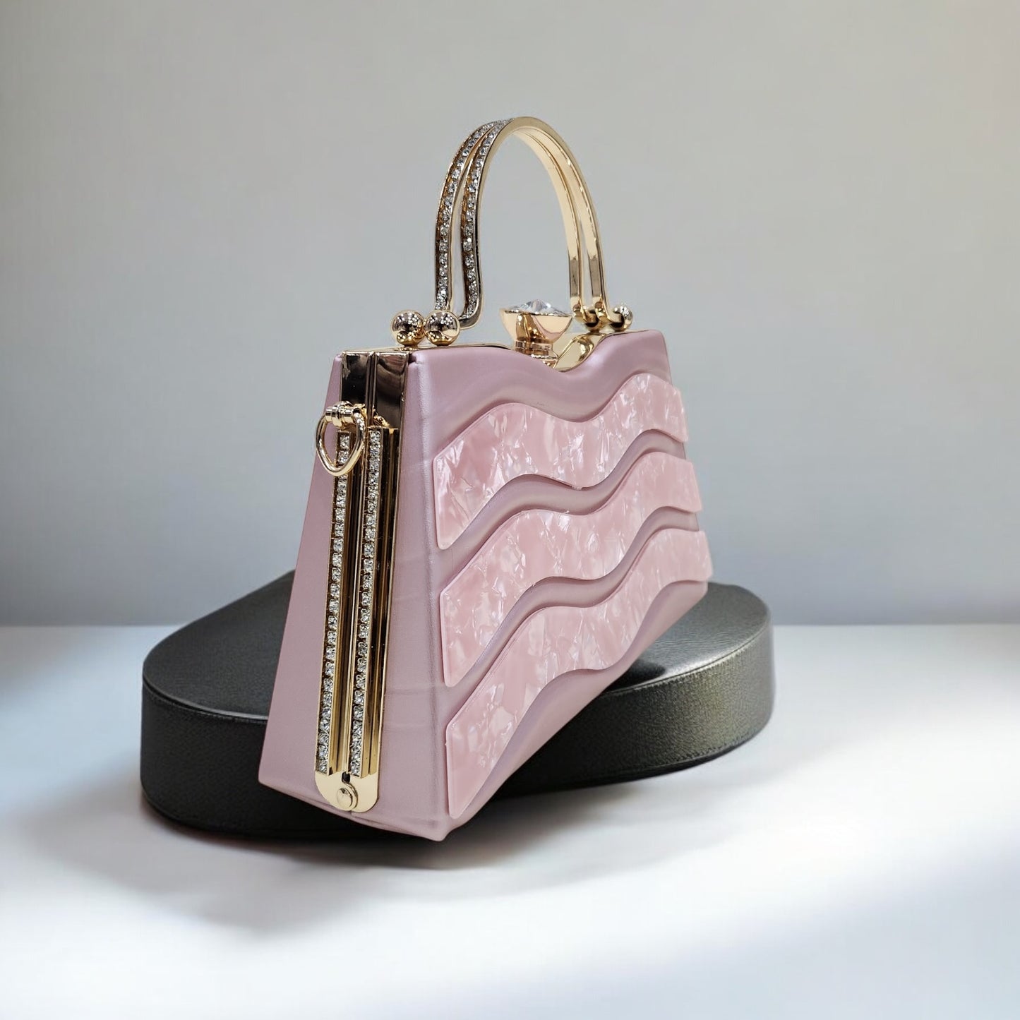 Marble Wave Pink Box Clutch