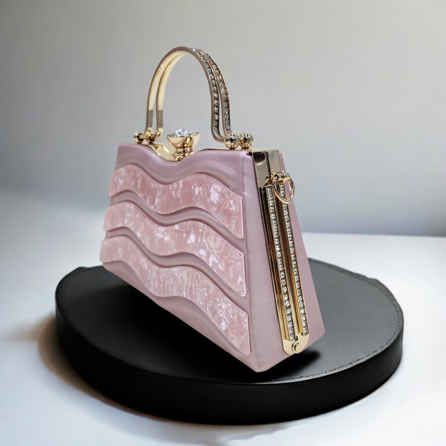 Marble Wave Pink Box Clutch