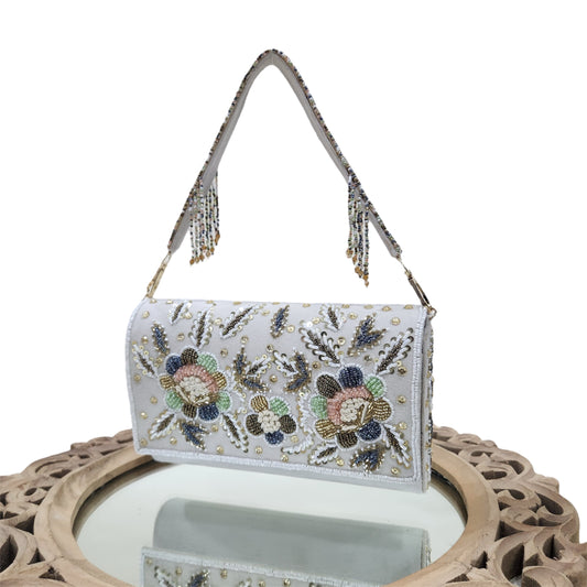 Rangrez Cream FlapOver Box Clutch