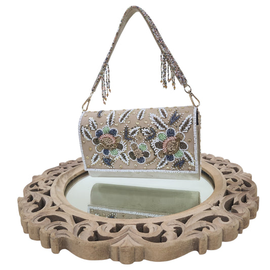 Rangrez Gold FlapOver Box Clutch