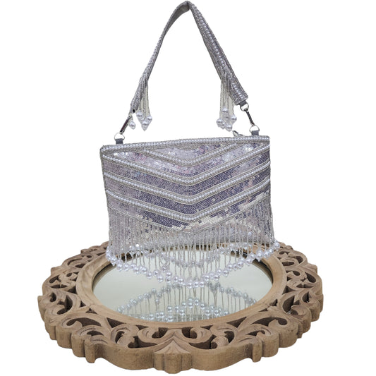 Chamak Tara Silver Clutch