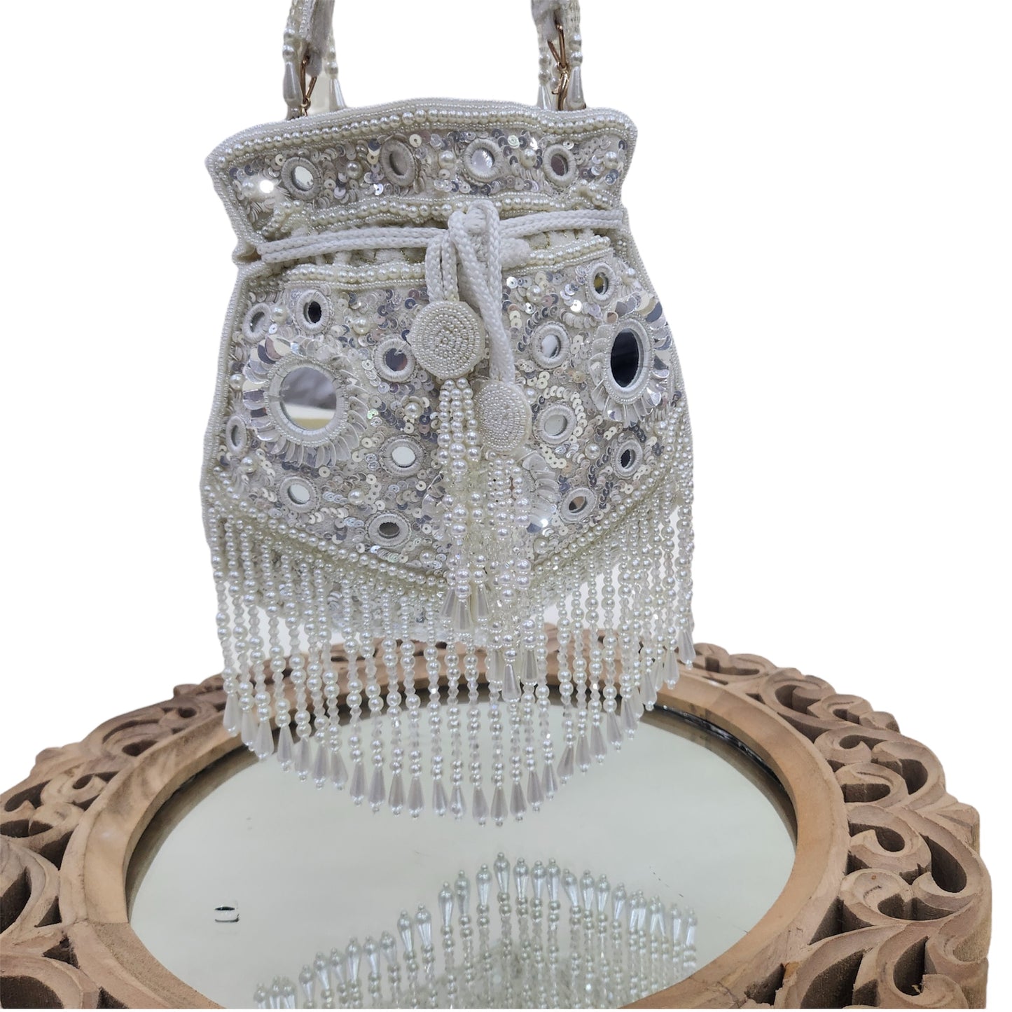 Sitaara Ivory Mirror Potli
