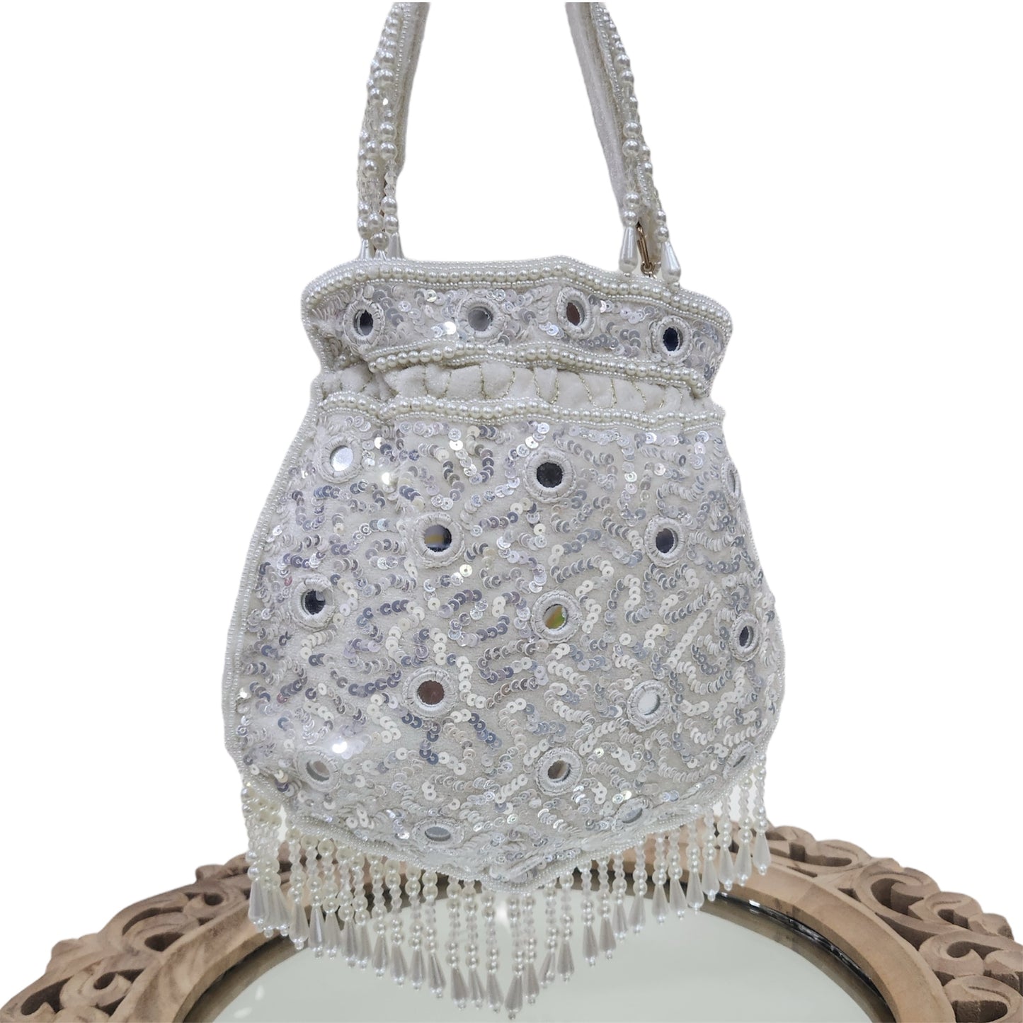 Sitaara Ivory Mirror Potli