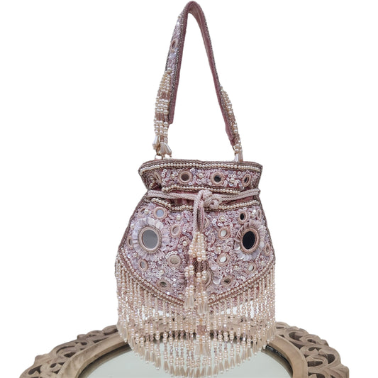Sitaara Rose Gold Mirror Potli
