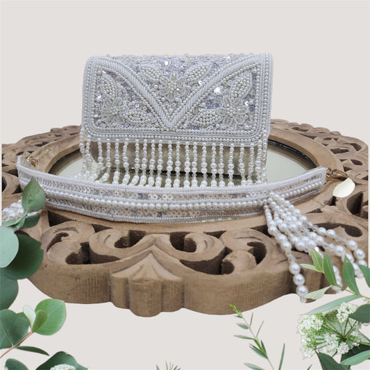 Gulbahaar Ivory Flapover Clutch
