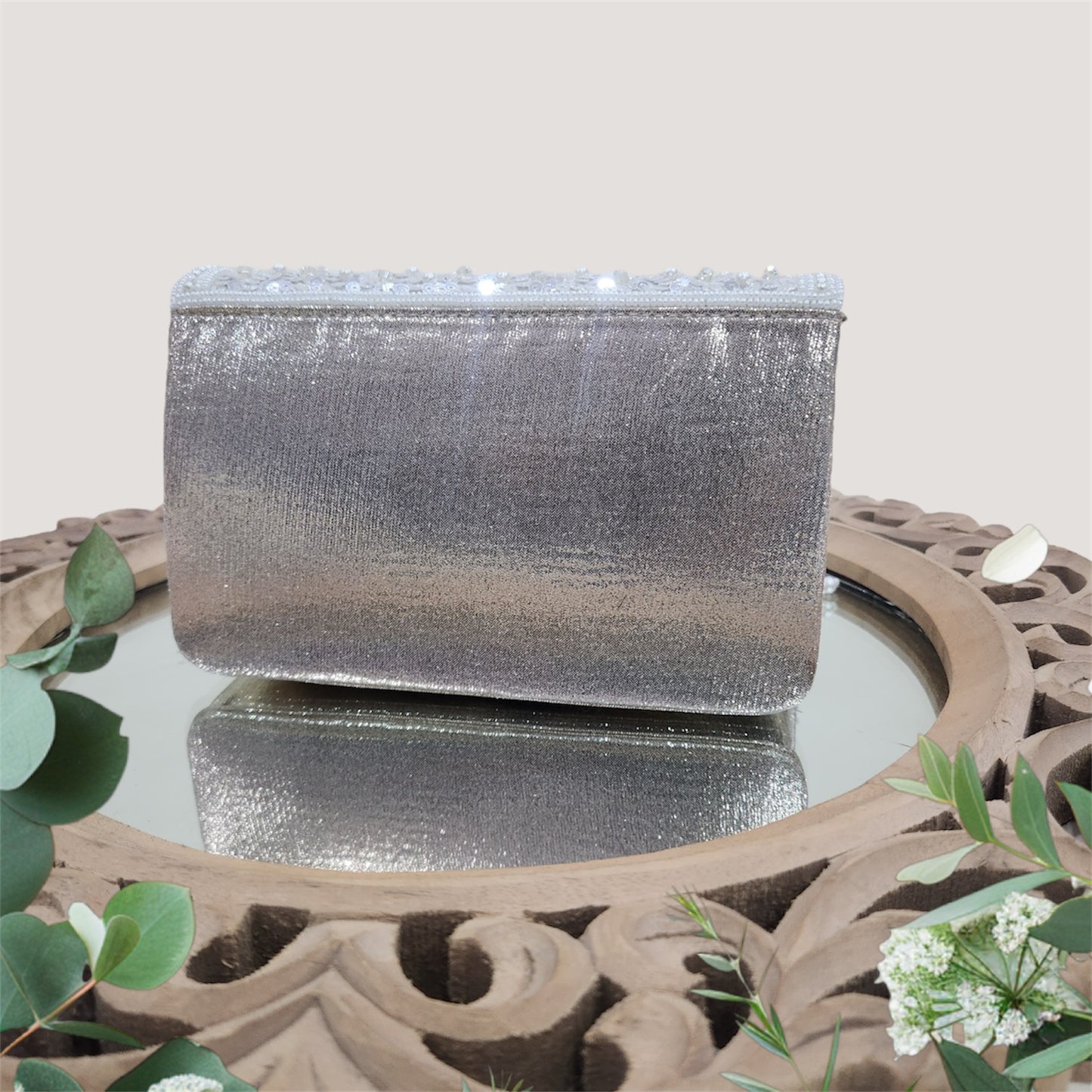 Gulbahaar Ivory Flapover Clutch