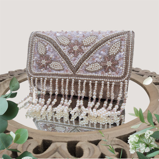 Gulbahaar Rose Gold Flapover Clutch