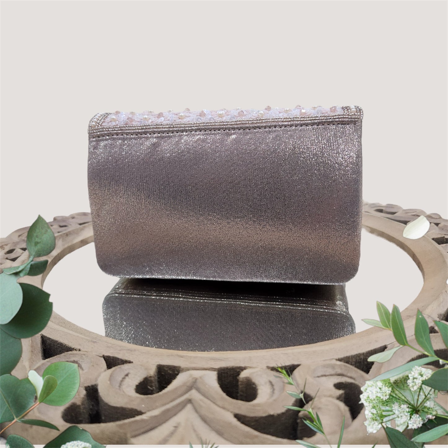 Gulbahaar Rose Gold Flapover Clutch