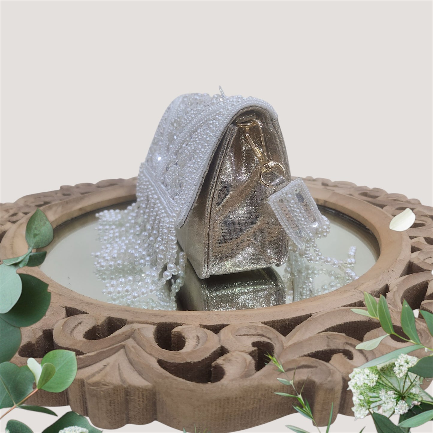 Gulbahaar Ivory Flapover Clutch