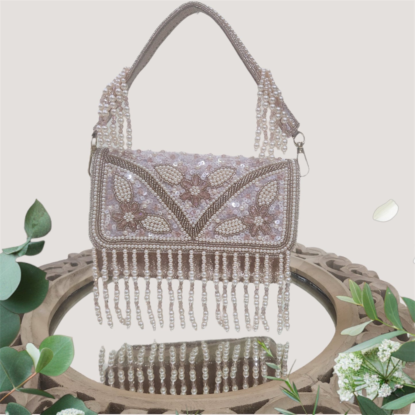 Gulbahaar Rose Gold Flapover Clutch
