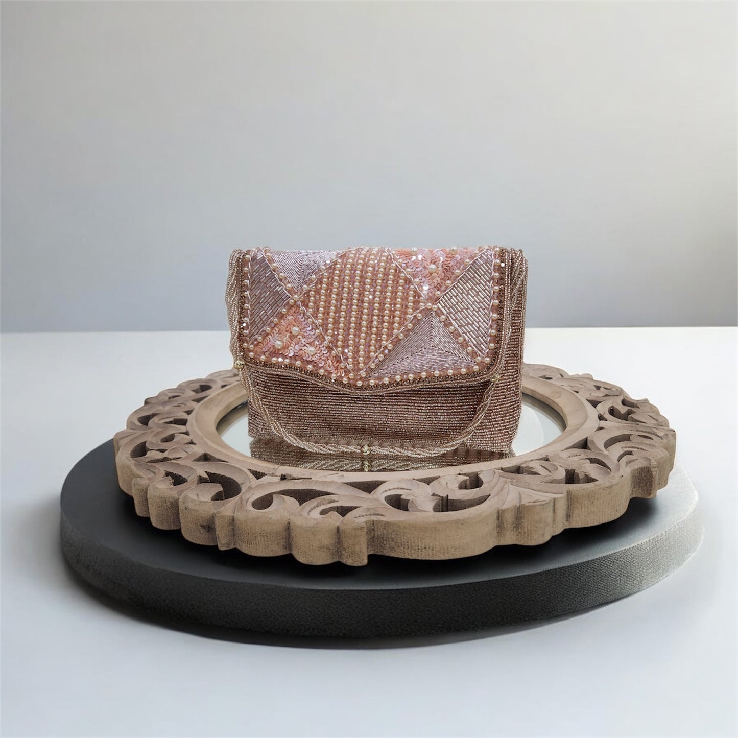 Kanak Rose Gold Flapover Clutch