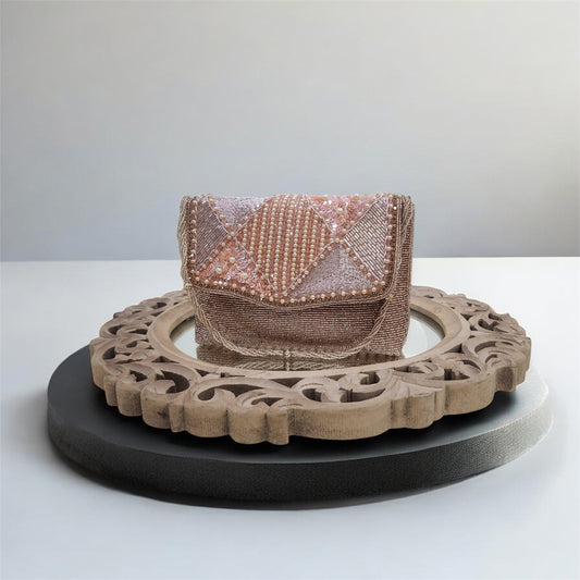 Kanak Rose Gold Flapover Clutch