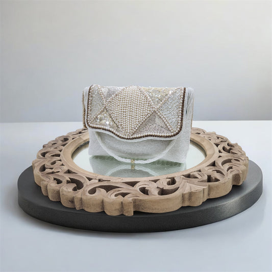 Kanak Cream Flapover Clutch