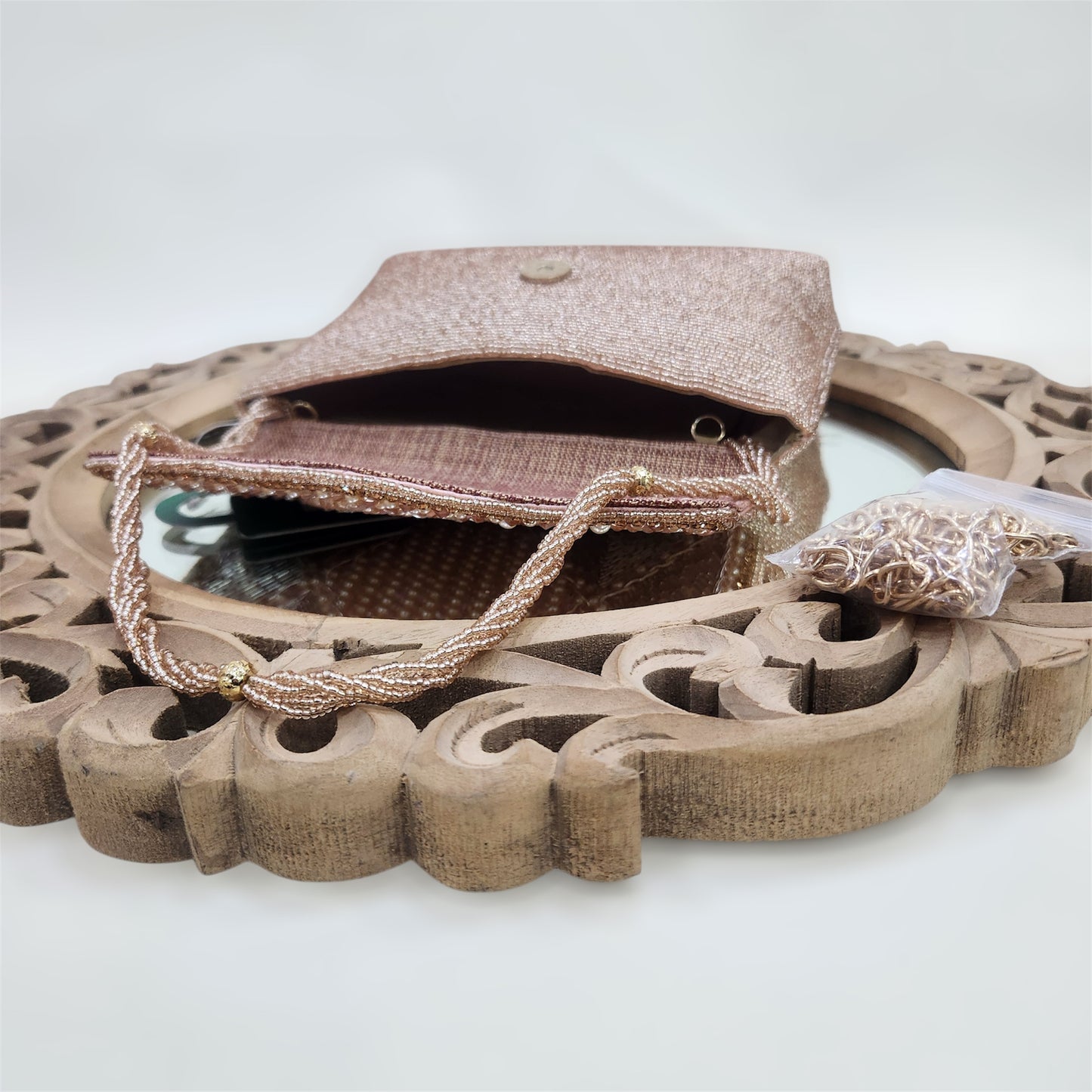 Kanak Cream Flapover Clutch