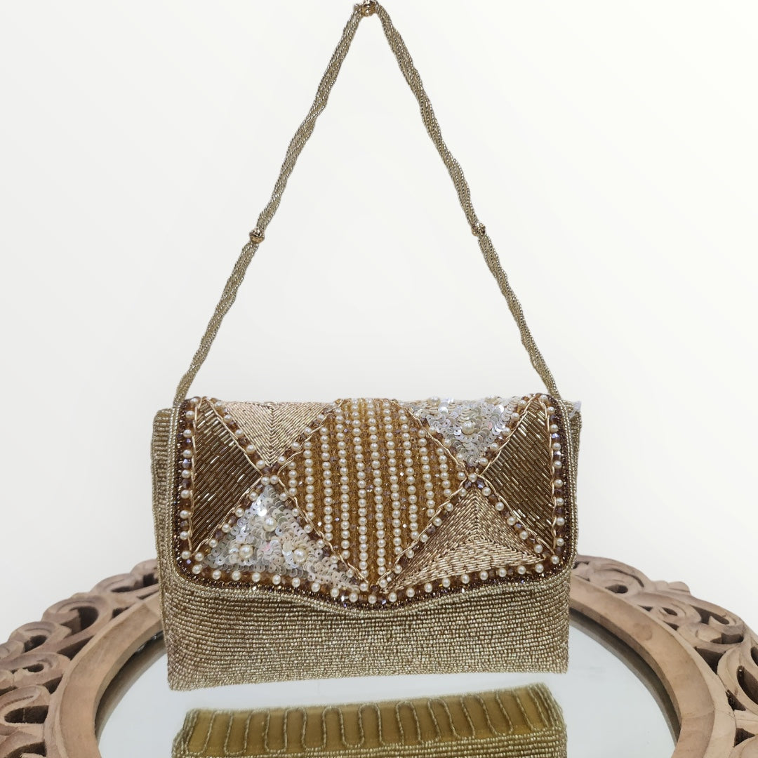 Kanak Gold Flapover Clutch