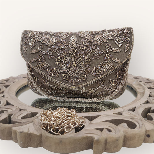 Gulnaaz Antique Gold Envelope Clutch