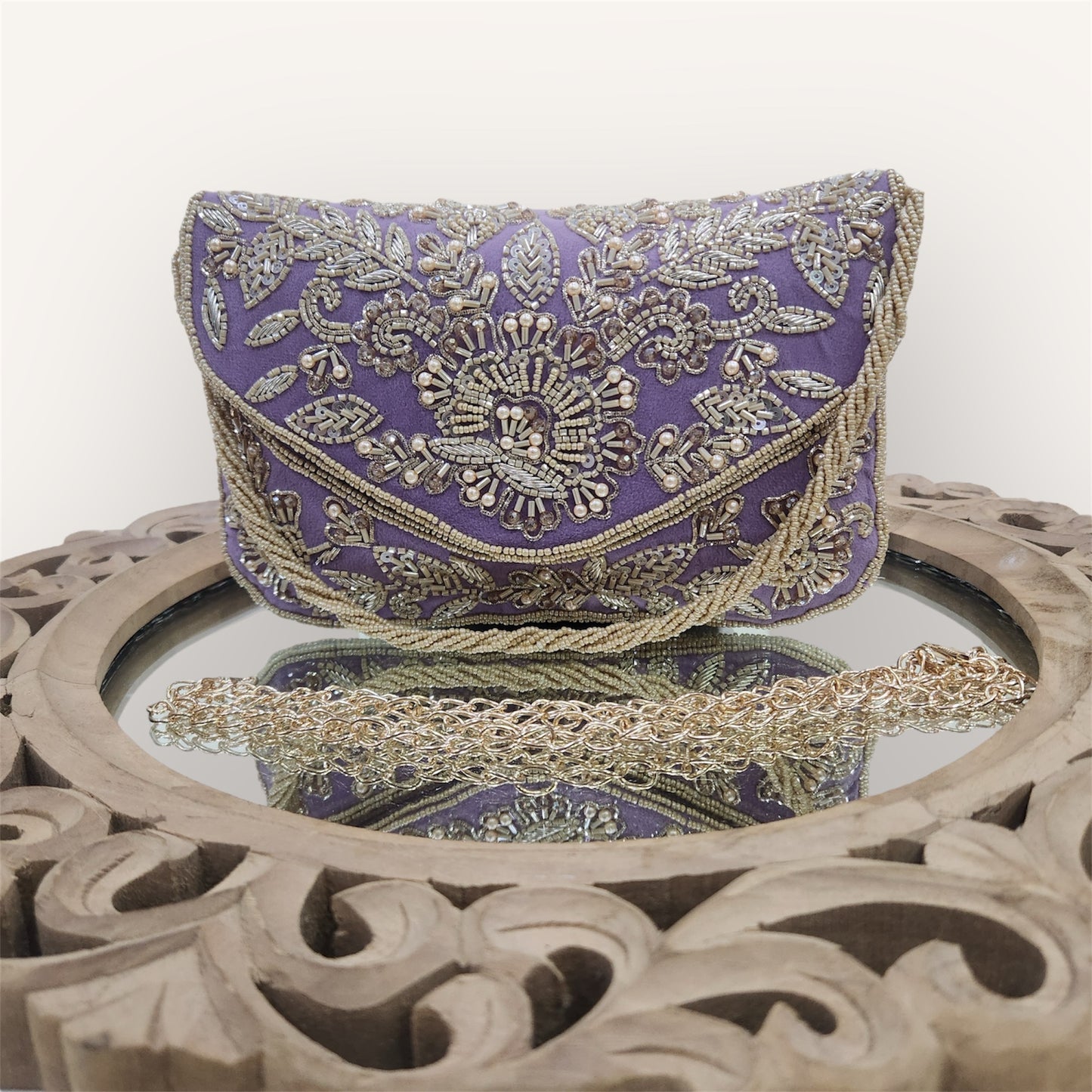 Gulnaaz Purple Envelope Clutch