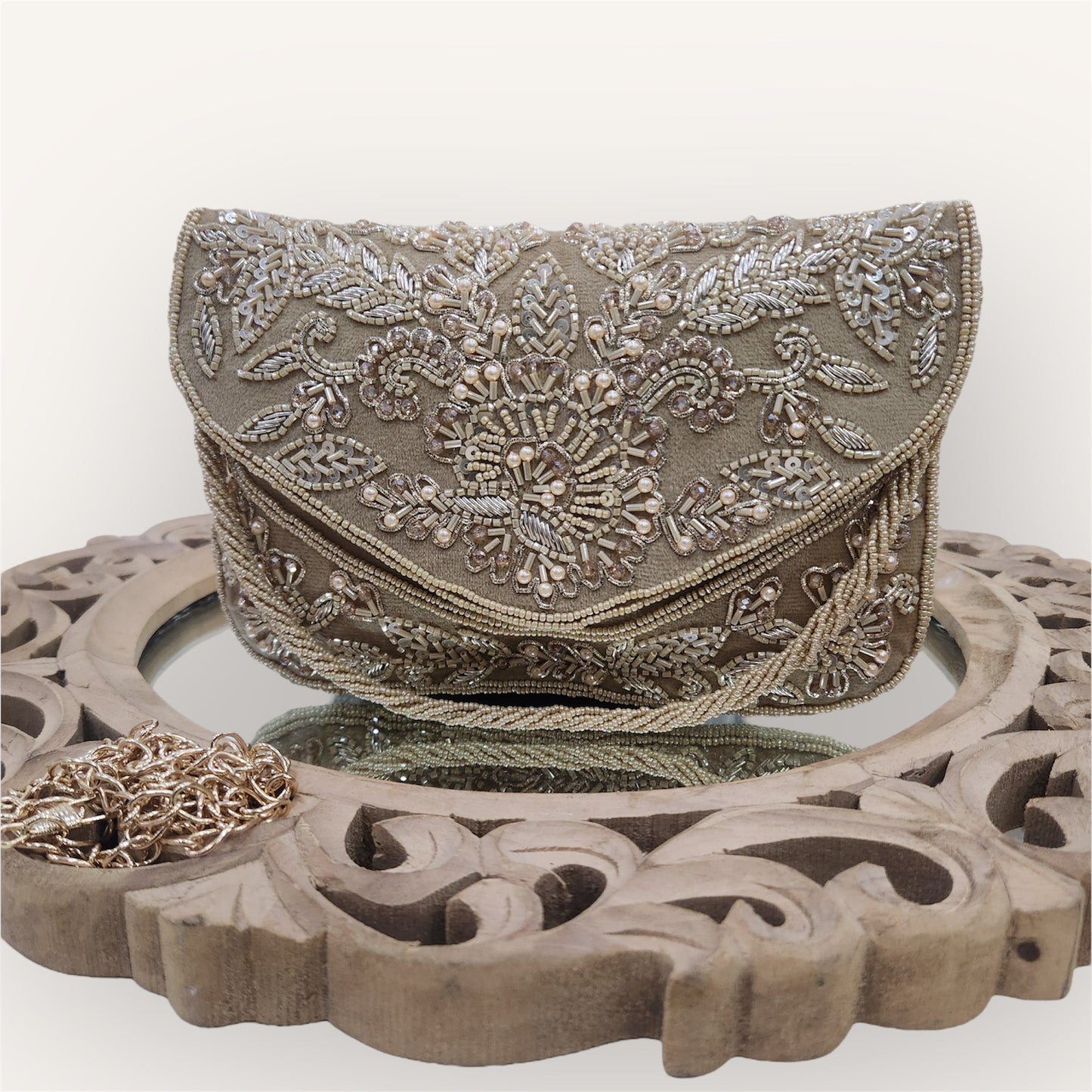 Gulnaaz Gold Envelope Clutch