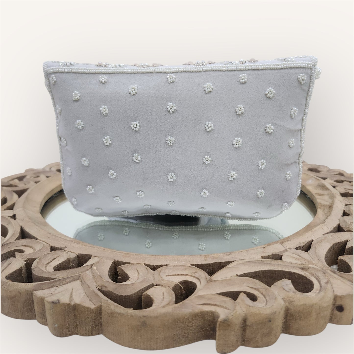 Gulnaaz Ivory Envelope Clutch