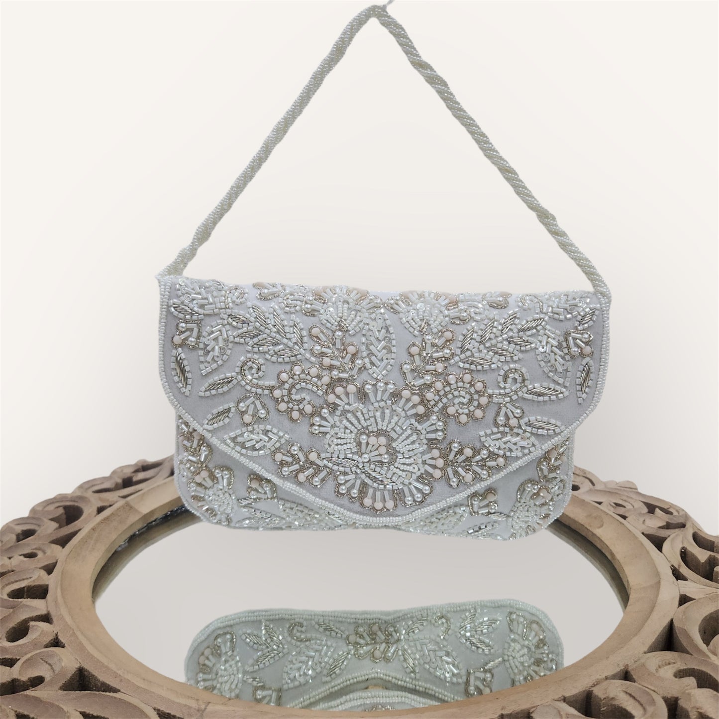 Gulnaaz Ivory Envelope Clutch