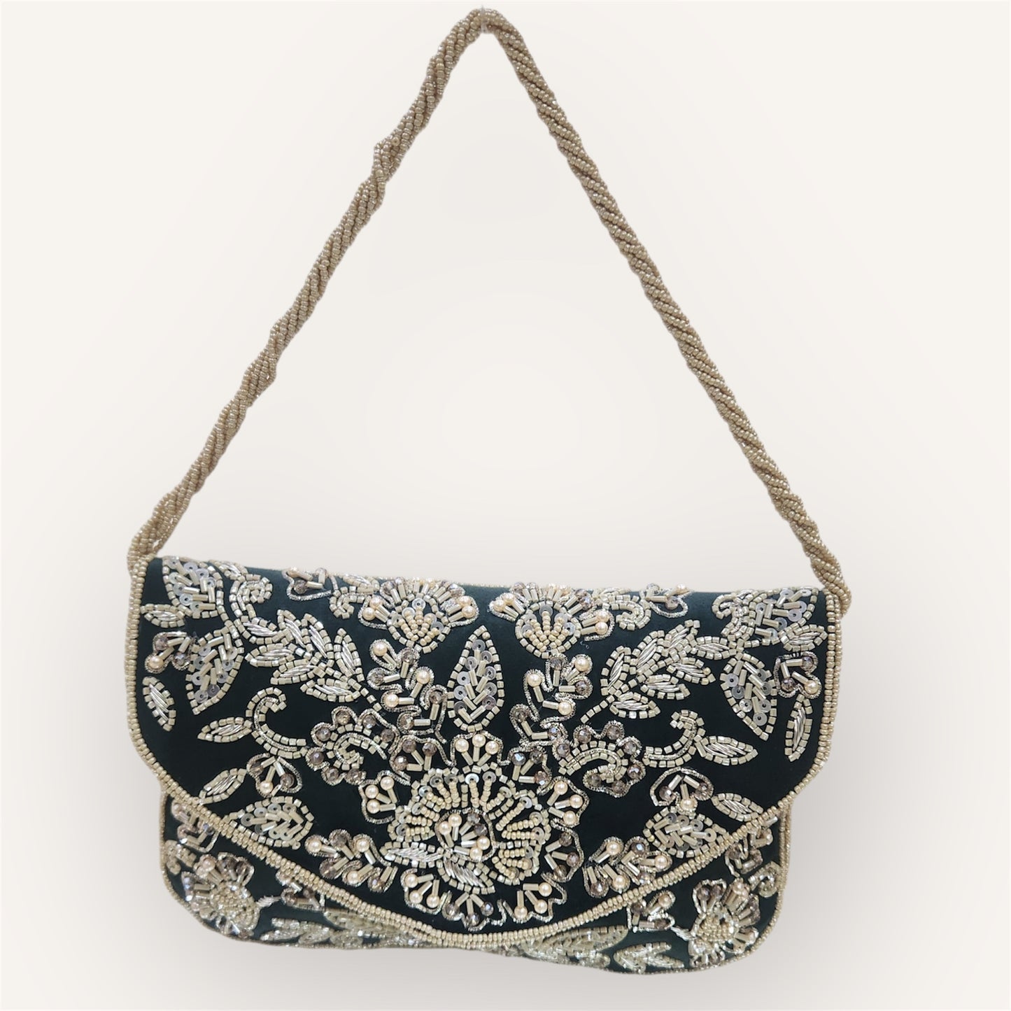 Gulnaaz Bottle Green Envelope Clutch