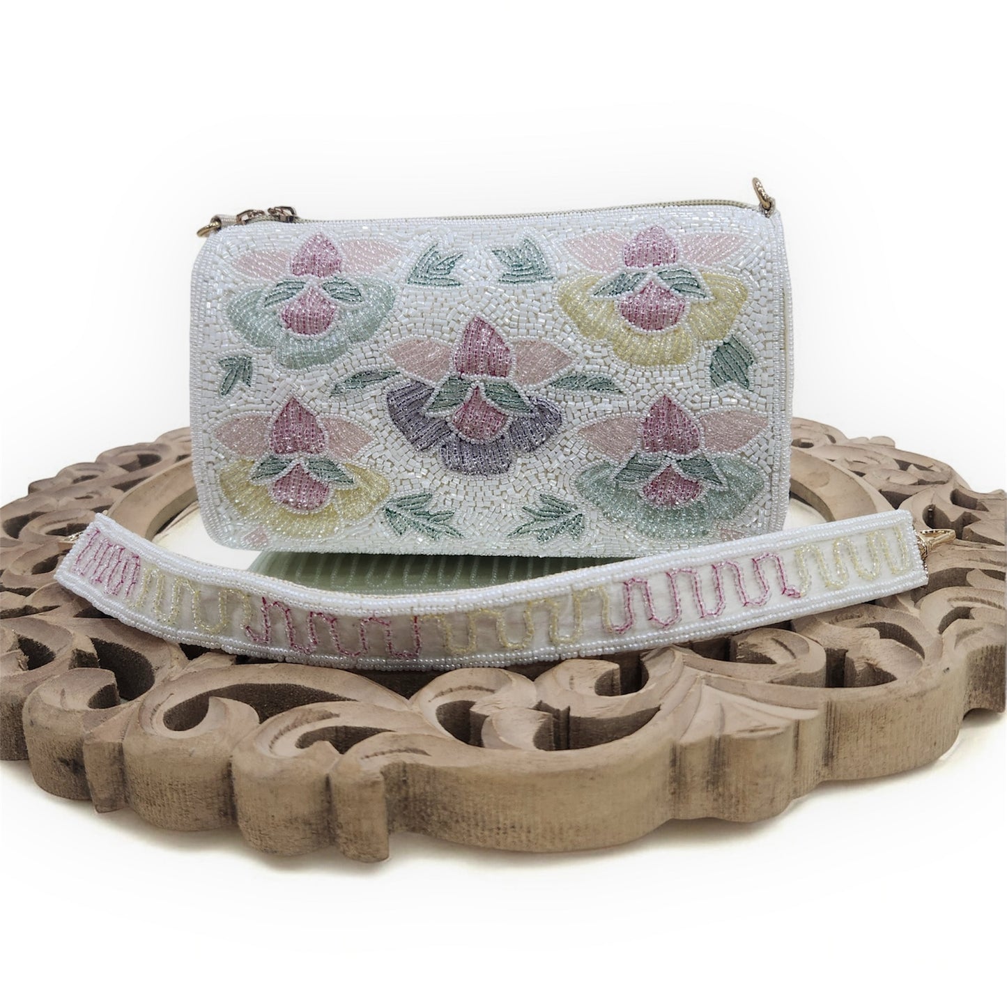 Phoolkari Ivory Bag